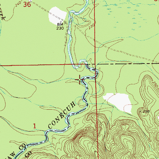 Topographic Map of Buck Creek, AL