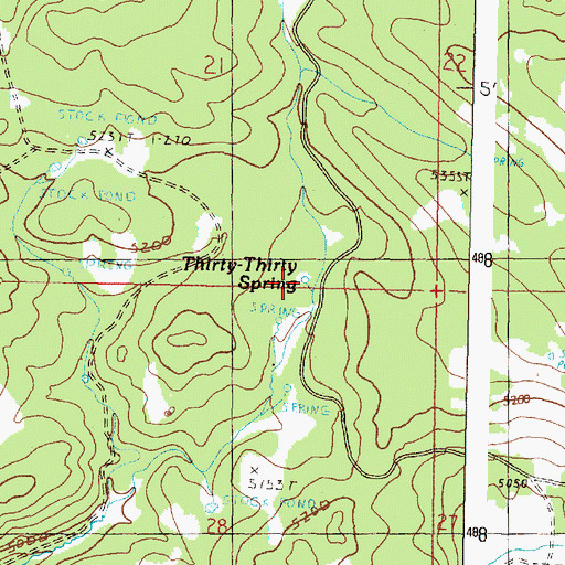 Topographic Map of Thirty-Thirty Spring, OR