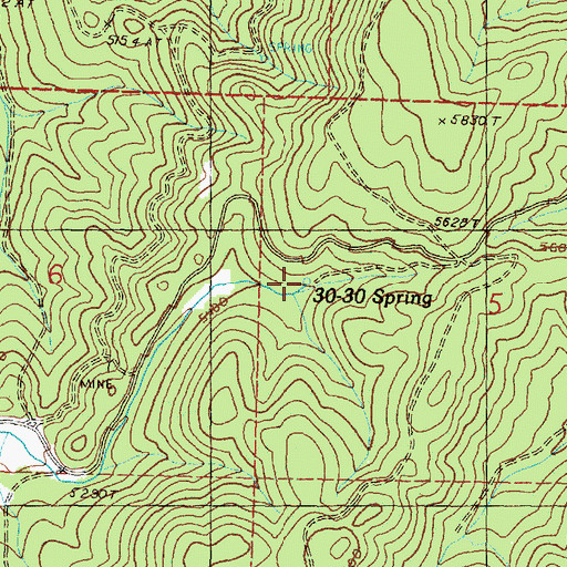 Topographic Map of Thirty-Thirty Spring, OR