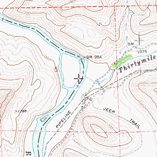 Topographic Map of Thirtymile Creek, OR