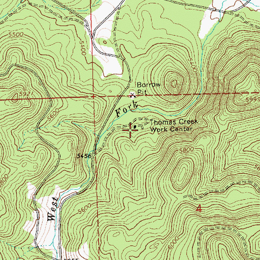 Topographic Map of Thomas Creek Work Center, OR