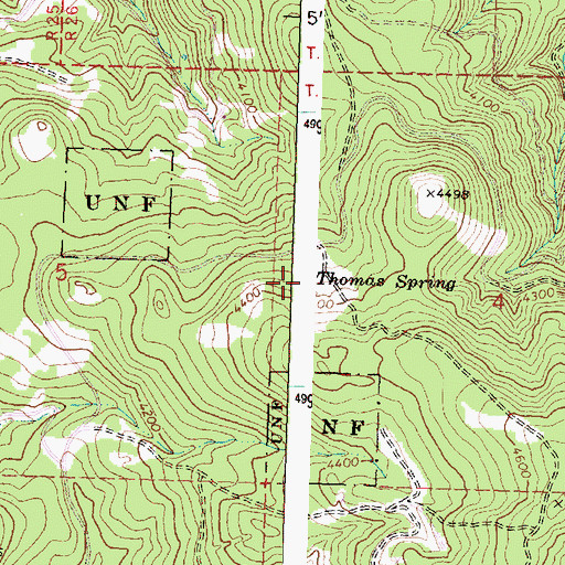 Topographic Map of Thomas Spring, OR