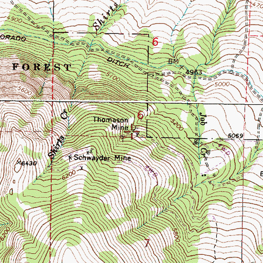 Topographic Map of Thomason Mine, OR