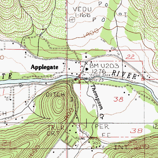 Topographic Map of Thompson Creek, OR