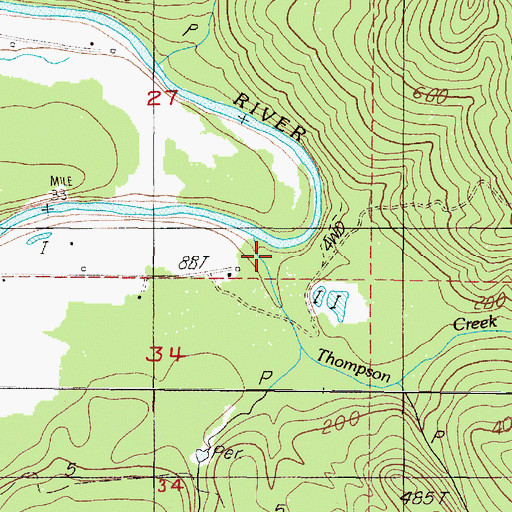 Topographic Map of Thompson Creek, OR