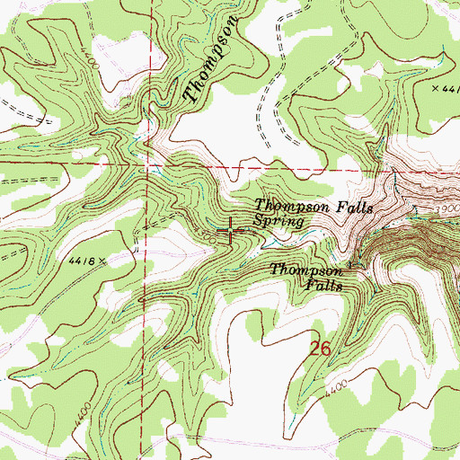 Topographic Map of Thompson Falls Spring, OR
