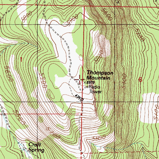 Topographic Map of Thompson Mountain, OR