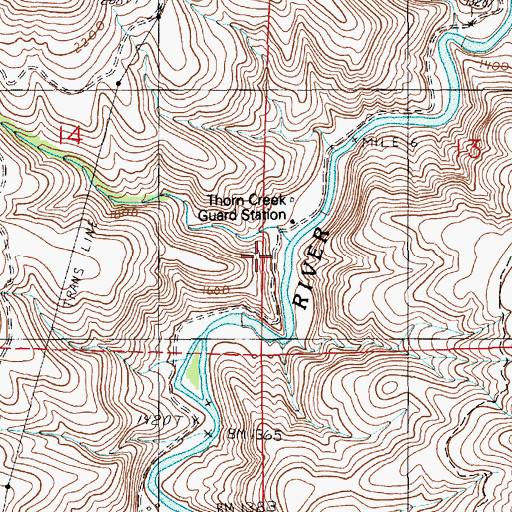 Topographic Map of Thorn Creek, OR