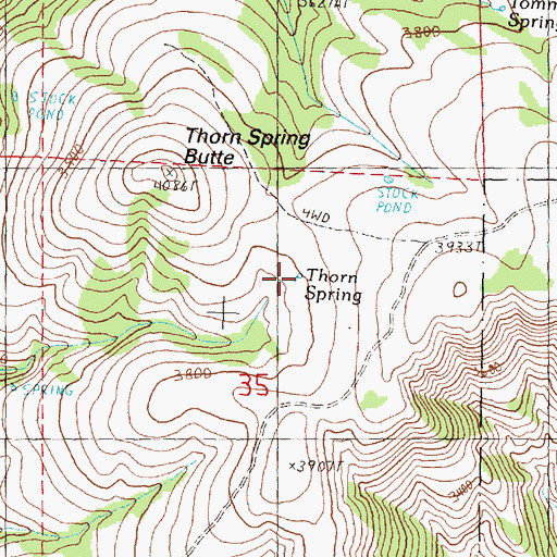 Topographic Map of Thorn Spring, OR