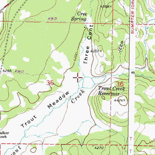 Topographic Map of Three Cent Gulch, OR