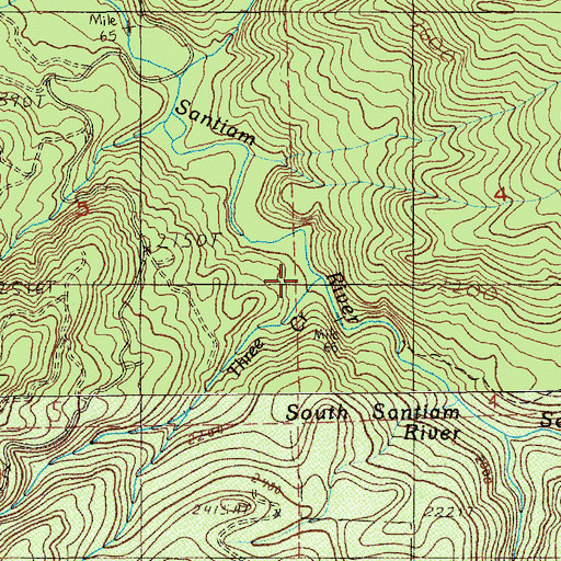Topographic Map of Three Creek, OR