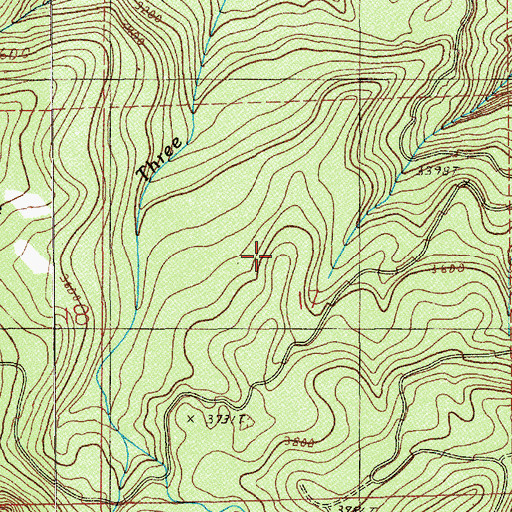 Topographic Map of Three Creek Trail, OR