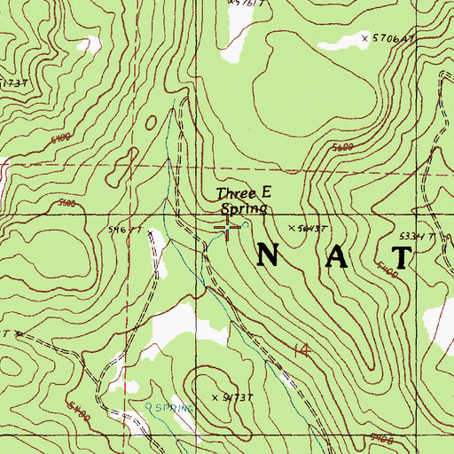 Topographic Map of Three E Spring, OR