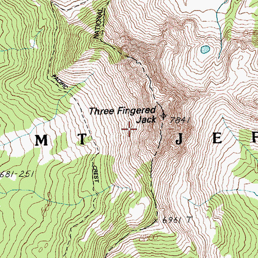 Topographic Map of Three Fingered Jack, OR