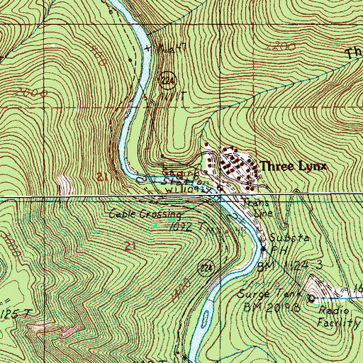 Topographic Map of Three Lynx Creek, OR