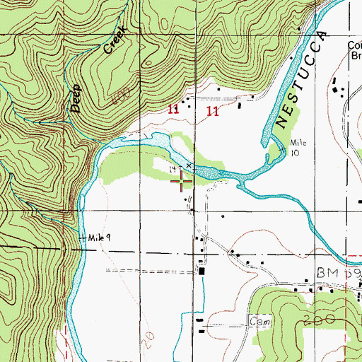 Topographic Map of Three Rivers, OR