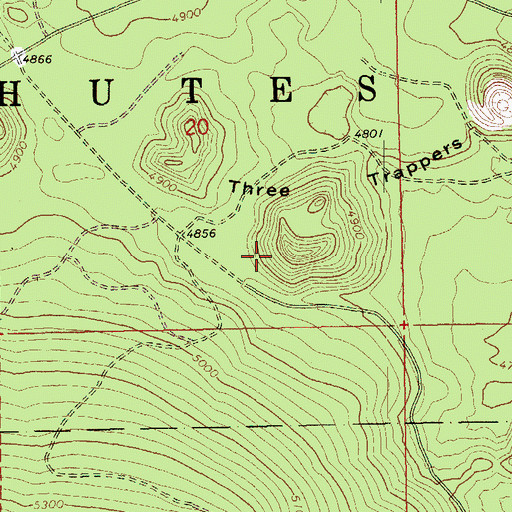 Topographic Map of Three Trappers, OR