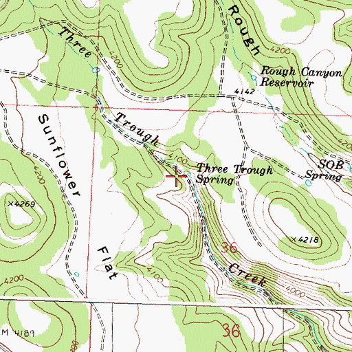 Topographic Map of Three Trough Spring, OR