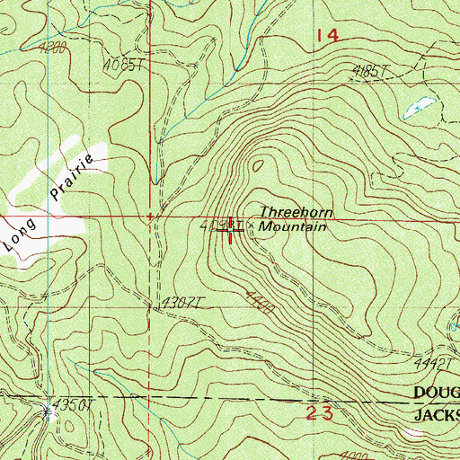 Topographic Map of Threehorn Mountain, OR