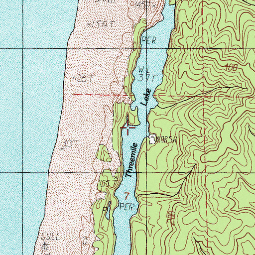 Topographic Map of Threemile Lake, OR
