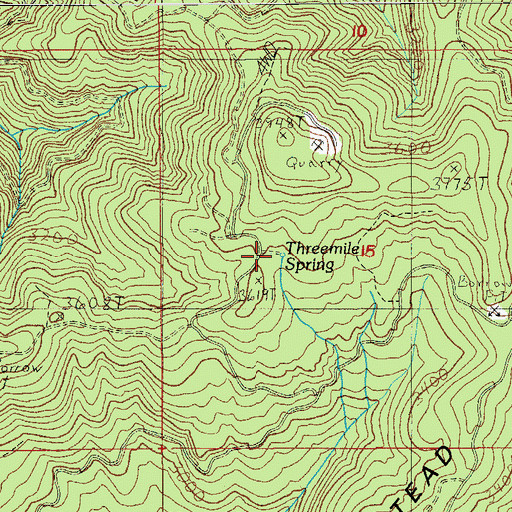 Topographic Map of Threemile Spring, OR