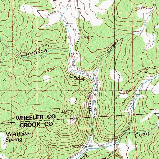 Topographic Map of Thronson Creek, OR