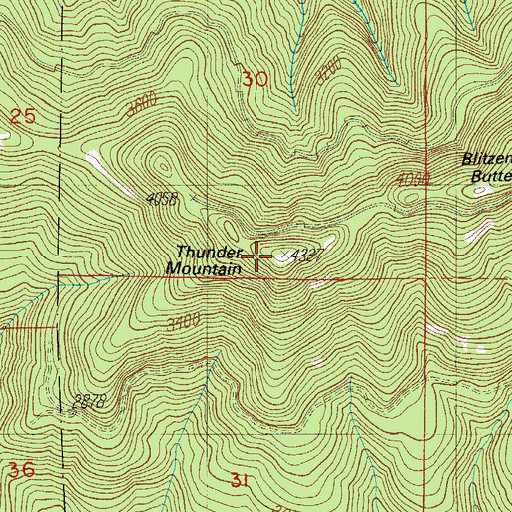 Topographic Map of Thunder Mountain, OR