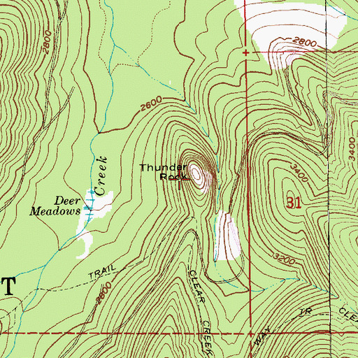 Topographic Map of Thunder Rock, OR