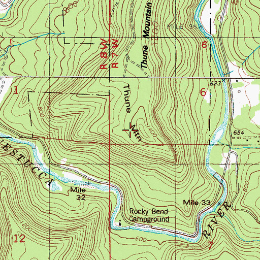 Topographic Map of Thune Mountain, OR