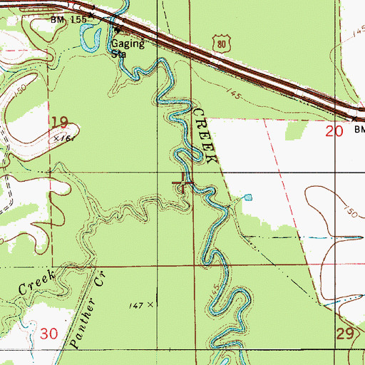 Topographic Map of Buck Creek, AL