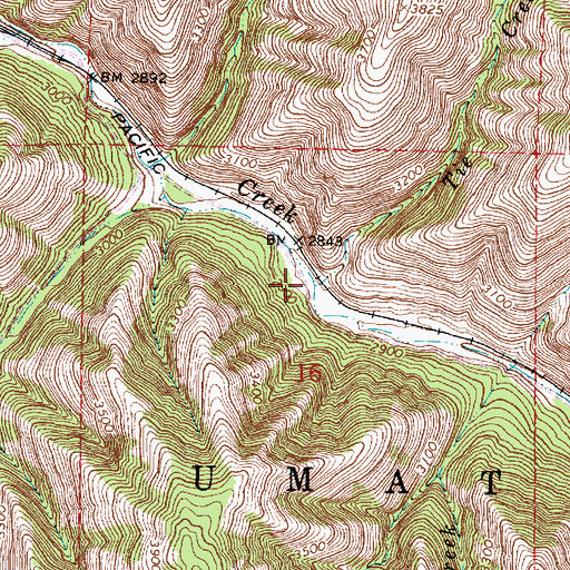 Topographic Map of Tie Creek, OR