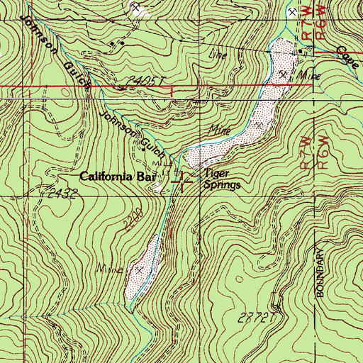 Topographic Map of Tiger Springs, OR