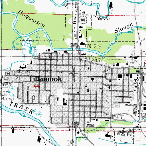 Topographic Map of Tillamook, OR