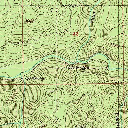 Topographic Map of Tiller Creek, OR