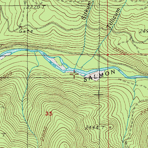 Topographic Map of Tillicum Creek, OR