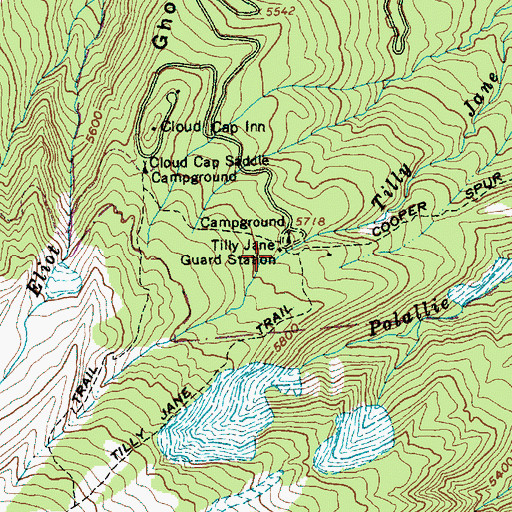 Topographic Map of Tilly Jane Guard Station, OR