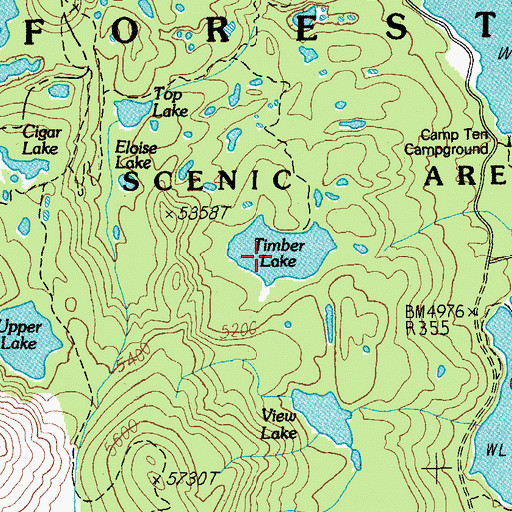 Topographic Map of Timber Lake, OR
