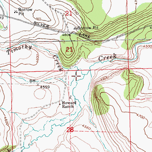 Topographic Map of Timothy Creek, OR