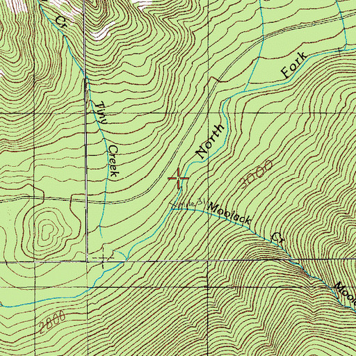 Topographic Map of Tiny Creek, OR