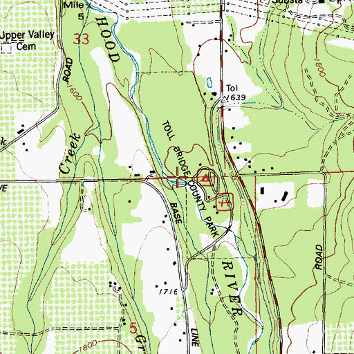 Topographic Map of Toll Bridge County Park, OR