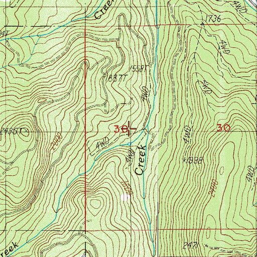 Topographic Map of Tom Creek, OR