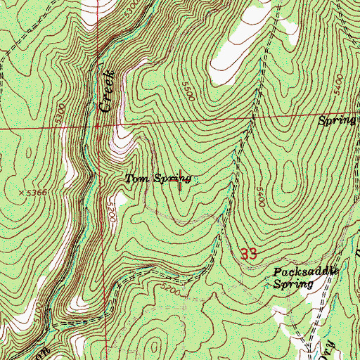 Topographic Map of Tom Spring, OR