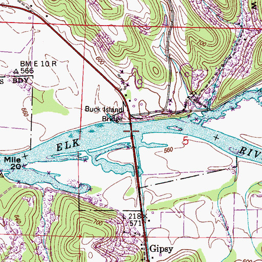 Topographic Map of Buck Island Bridge, AL