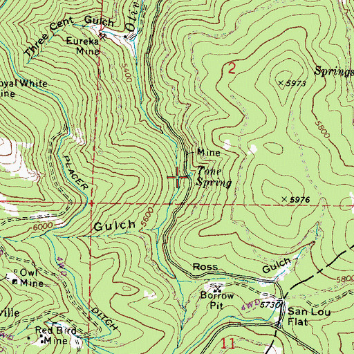 Topographic Map of Tone Spring, OR