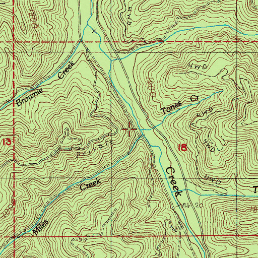 Topographic Map of Tones Creek, OR