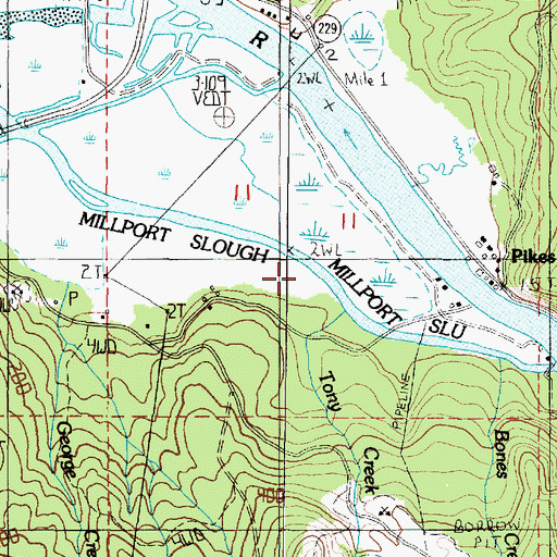Topographic Map of Tony Creek, OR
