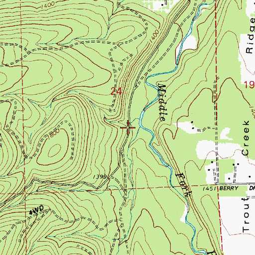 Topographic Map of Tony Creek, OR