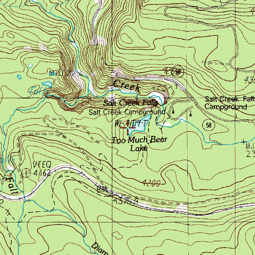 Topographic Map of Too Much Bear Lake, OR