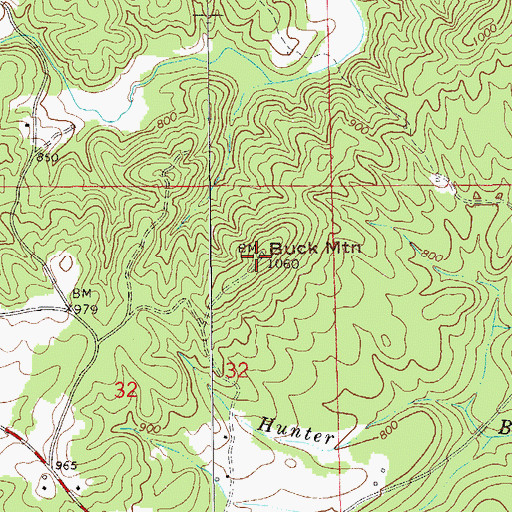Topographic Map of Buck Mountain, AL