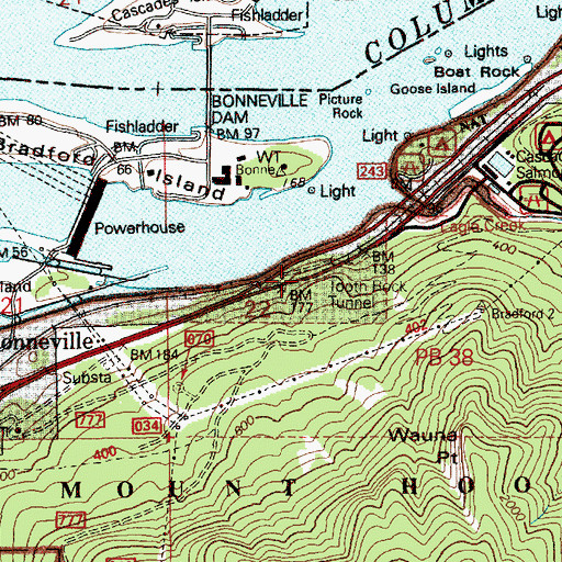Topographic Map of Toothrock Tunnel 4555, OR